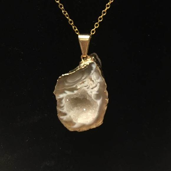 Jewelry - Geode Pendant wrapped in Gold Finish